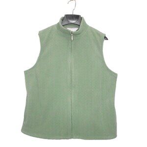 Northern Reflections Vest L Green Cable Fleece Mock Neck Zipper Pockets Casual